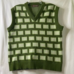 Green Geometric Pattern Sweater Vest